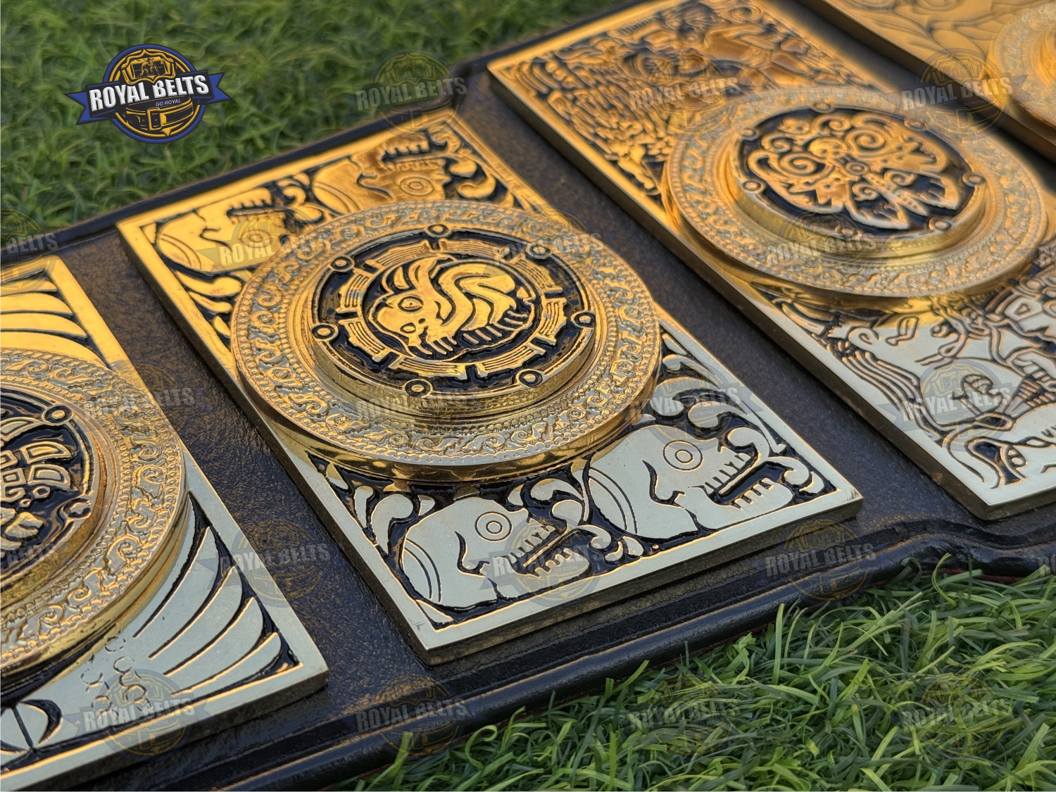 Lucha Underground GOG title belt triple layer leather and metal design