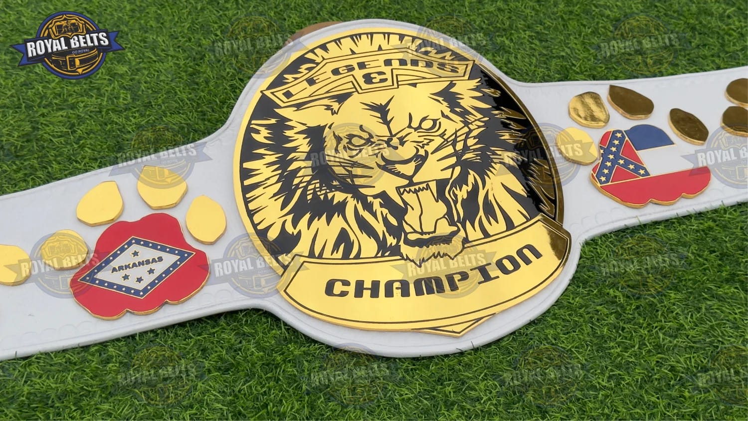 Legends Tiger custom wrestling belt featuring fierce tiger design