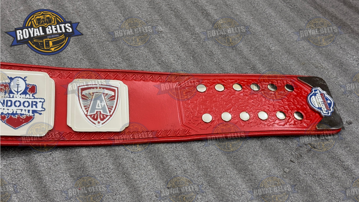MVP National Championship Belt raised emblem, polished side plates, snap closure
