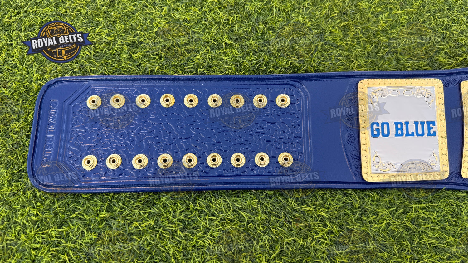 Michigan 12x Championship Belt layered center artwork, beveled metal edges, adjustable strap