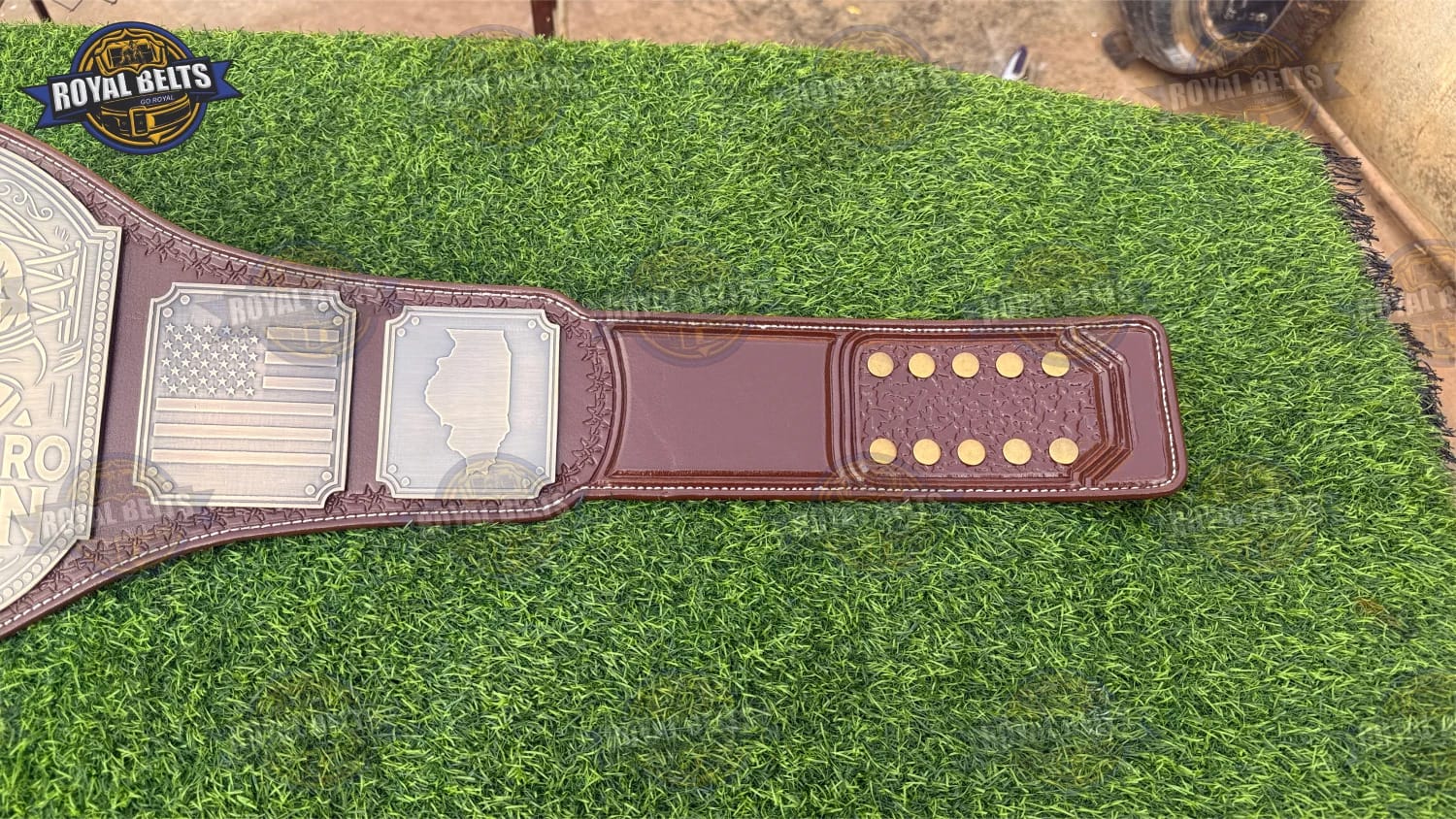 NORTHLAND PRO Custom World Championship CNC HD title belt with raised lettering and smooth leather backing Crafted by Royal Belts