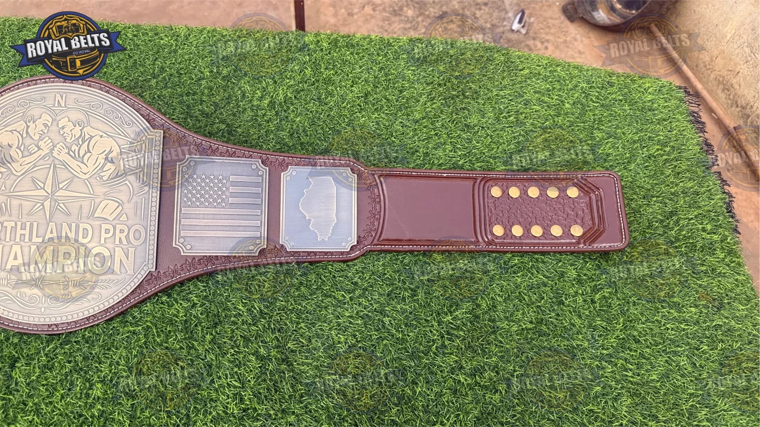 NORTHLAND PRO Custom World Championship CNC HD belt with mirror shine gold antique finish and thick plates