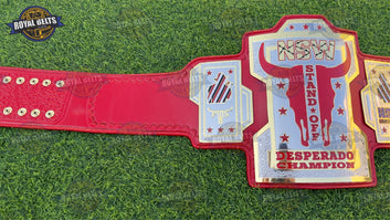 NSW STANDOFF championship belt custom design featuring engraved plates and luxury leather Made by Royal Belts