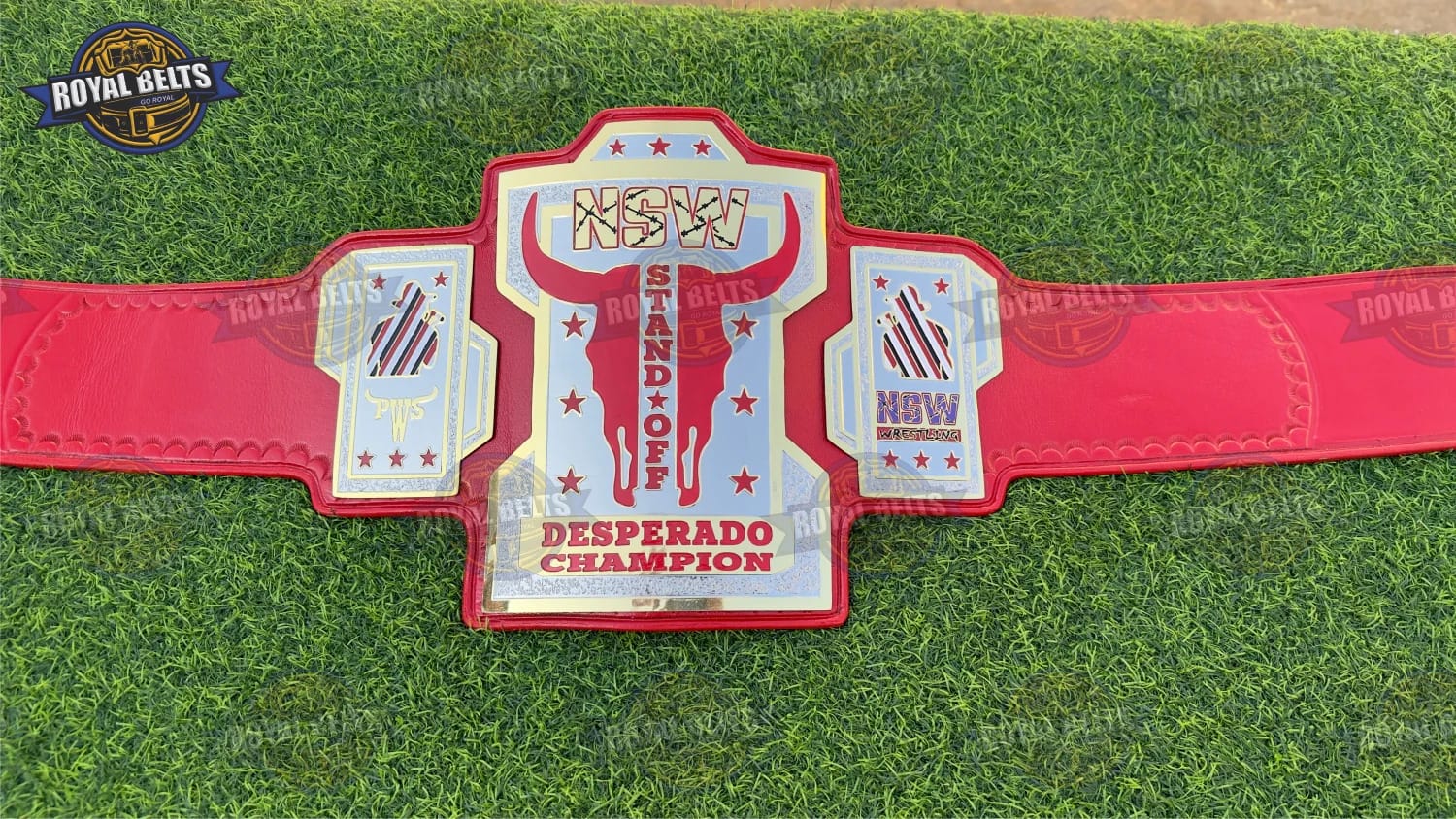 NSW STANDOFF custom title belt replica with durable leather , polished plates