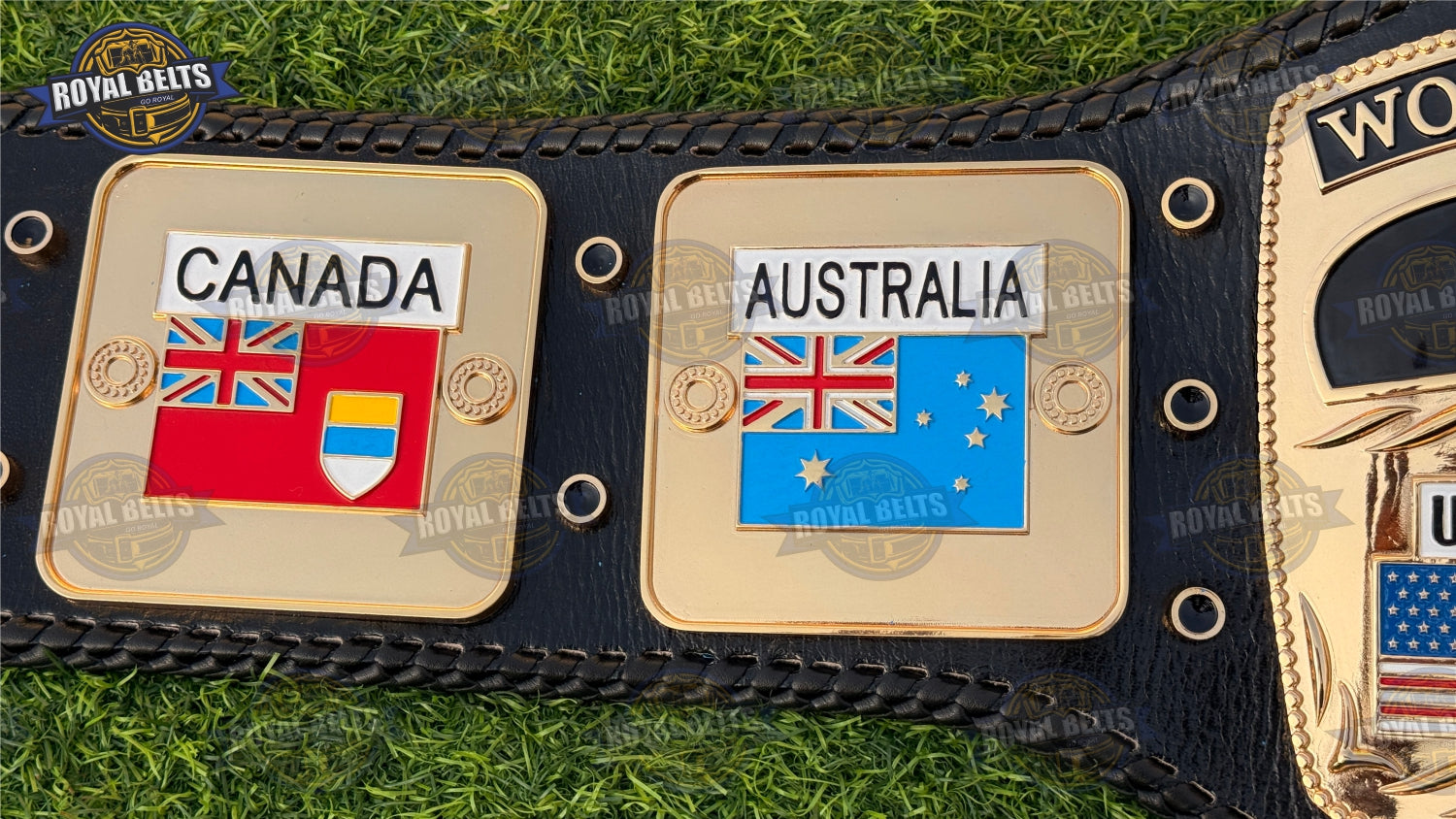 NWA World Heavyweight championship belt with thick leather strap build