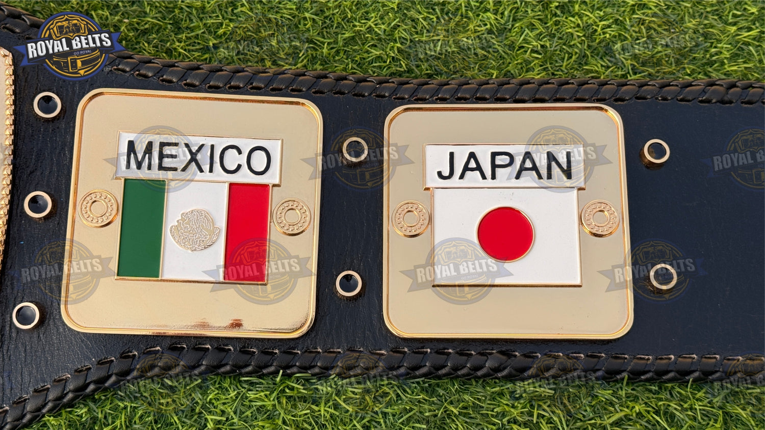 NWA championship belt Domed Globe style with snap closure leather strap