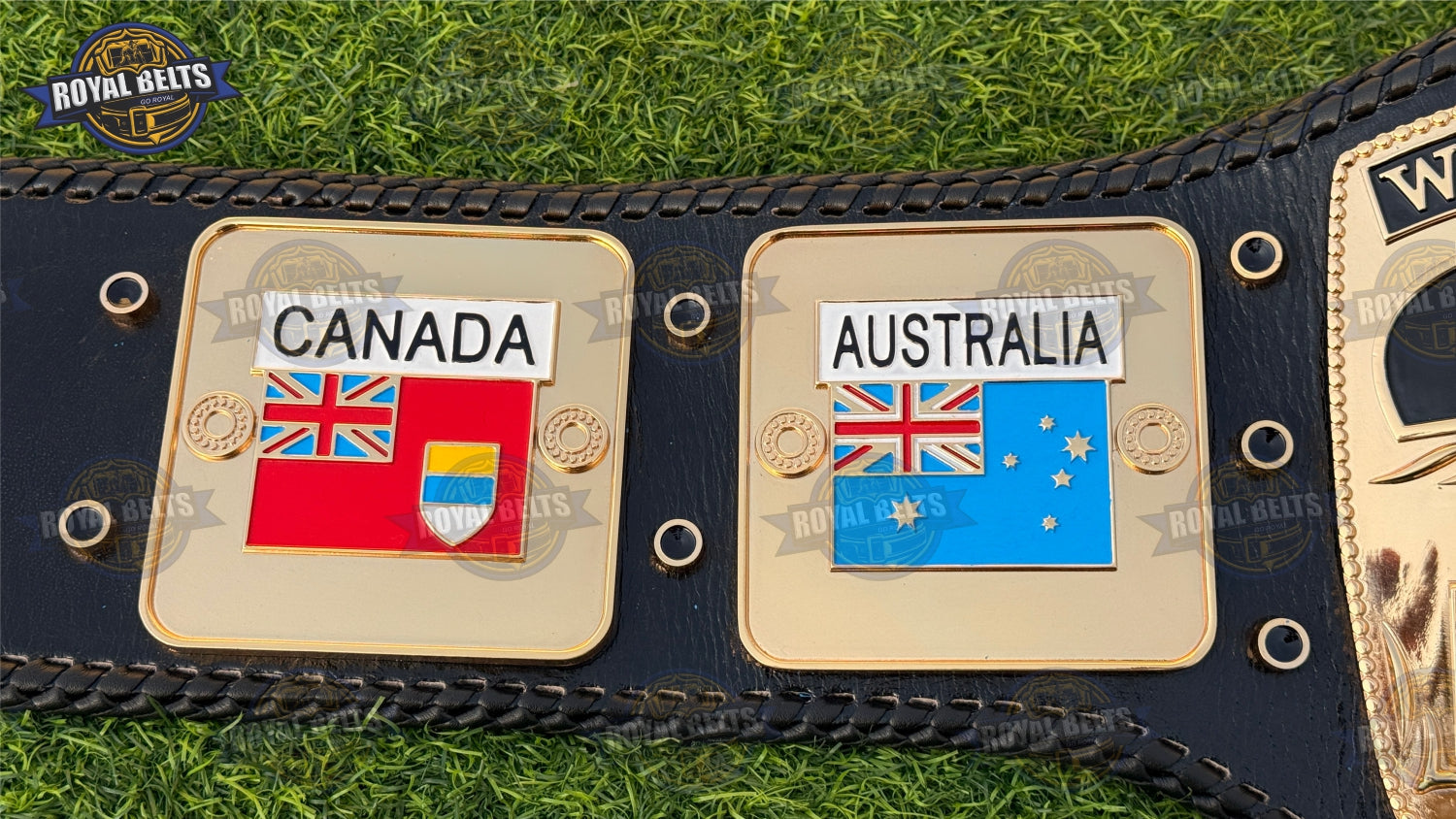 NWA World title belt with solid HD CNC metal plate construction