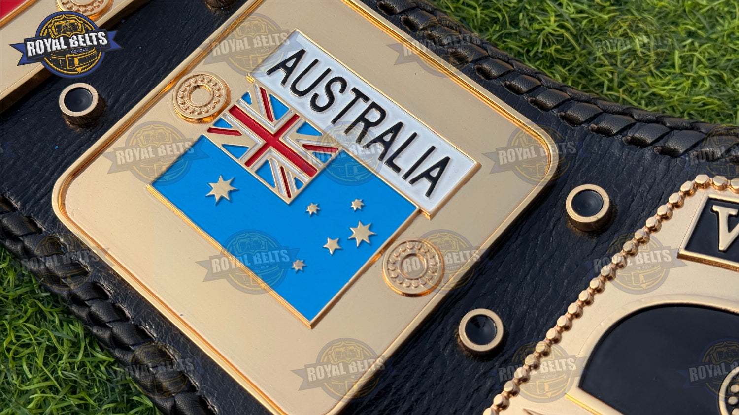 NWA World Heavyweight title belt with polished HD CNC side plates