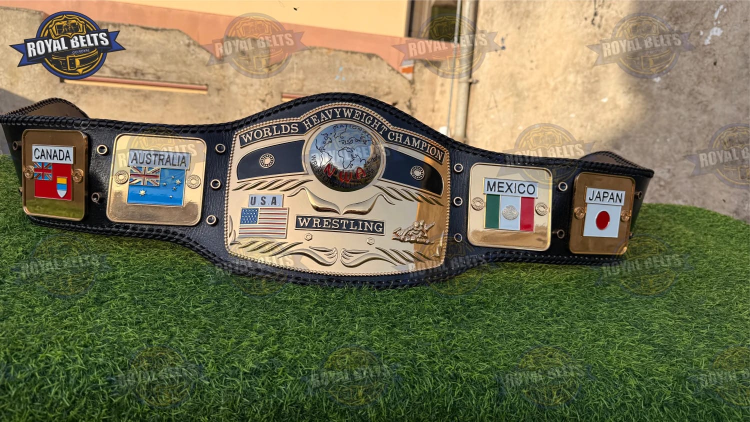 NWA World Heavyweight belt with high shine HD CNC gold finish