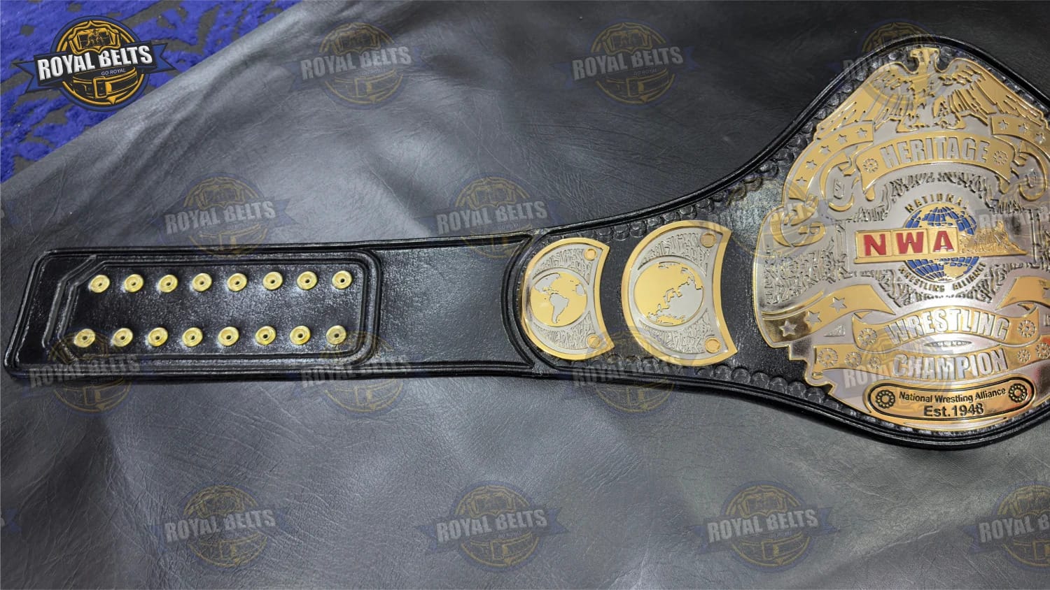 NWA Heritage Champion title belt HD CNC metal plates Designed by Royal Belts 