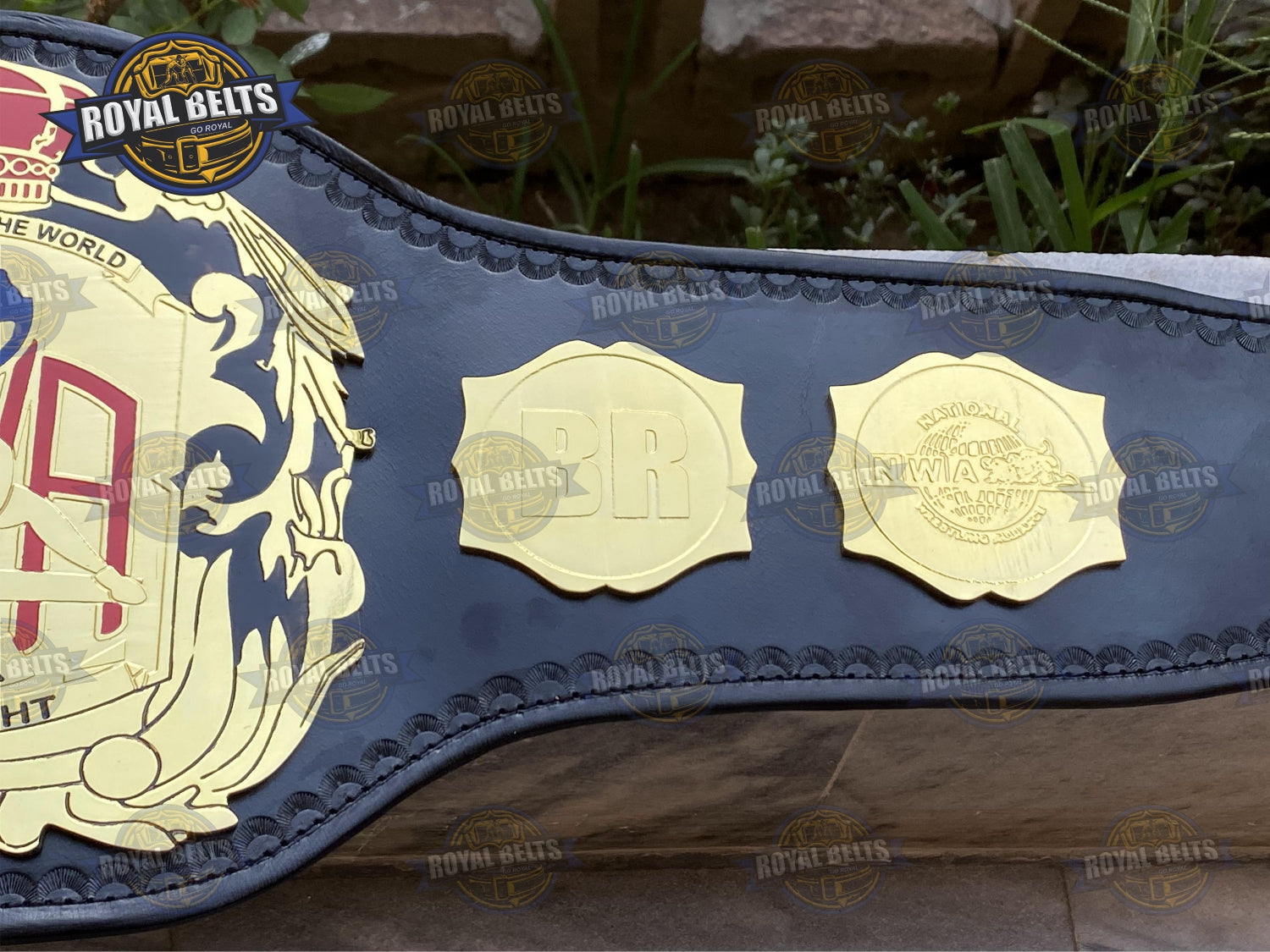 NWA Junior Championship Wrestling Belt raised lettering, polished edges, layered plate design