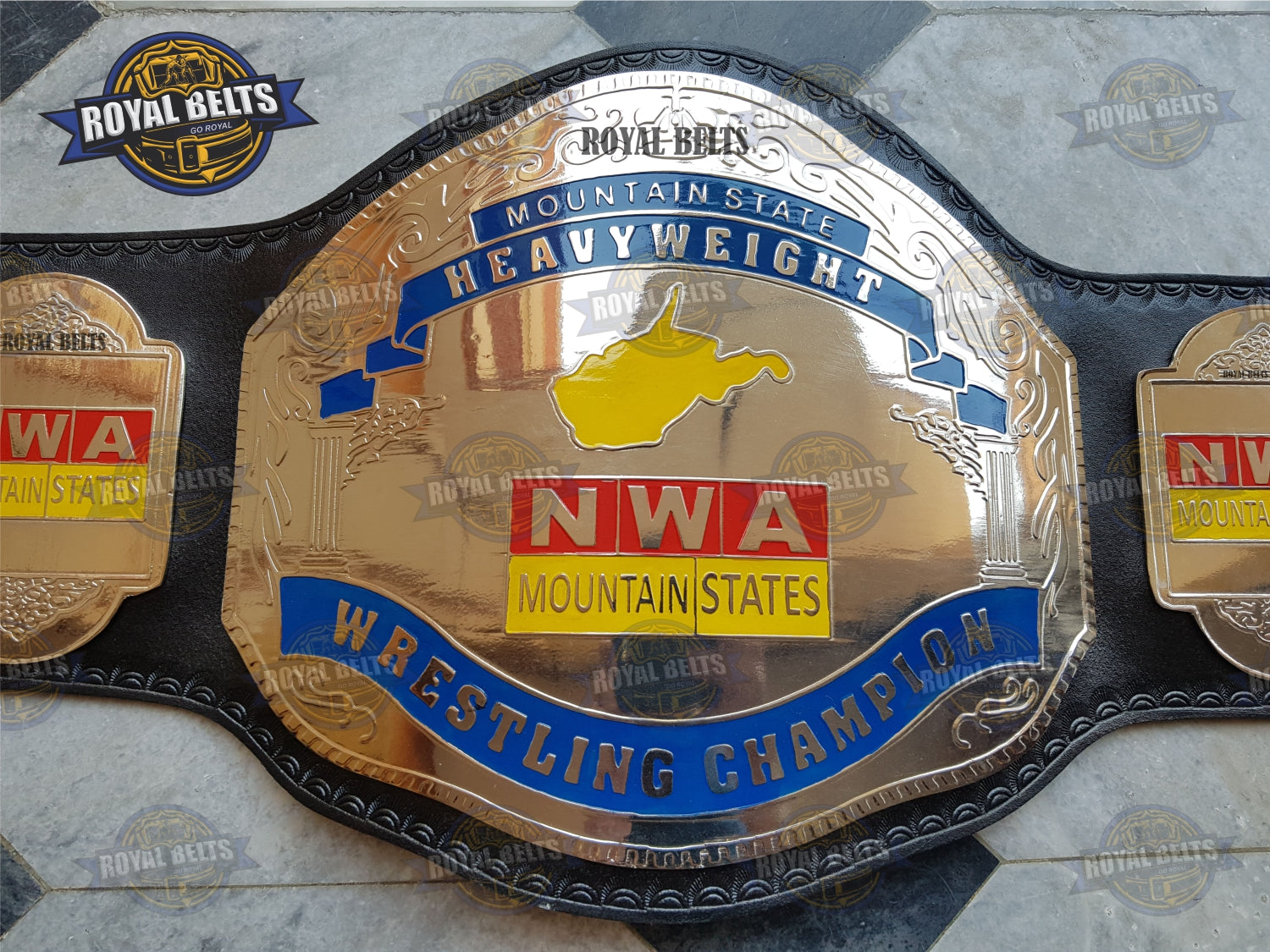 NWA Mountain State Heavyweight Wrestling title Belt Brass Plated