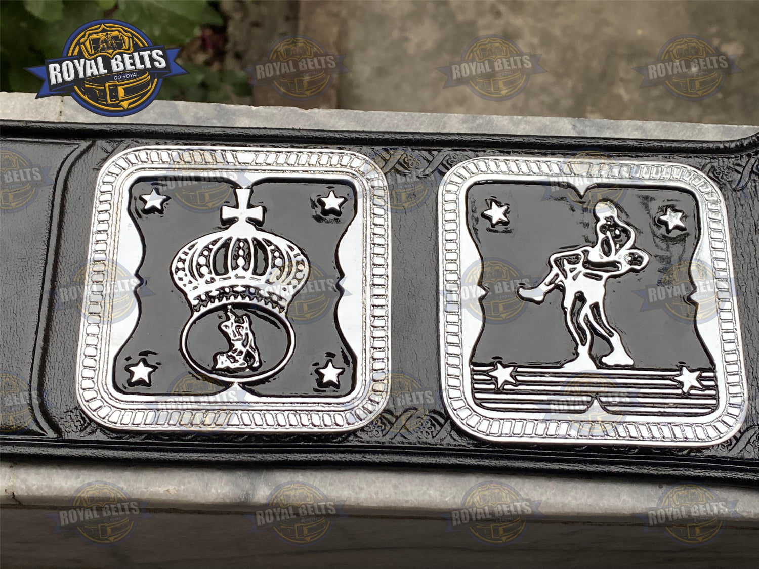 NWA PNW Heavyweight Title Belt classic plate layout, mirror polished center, leather backing
