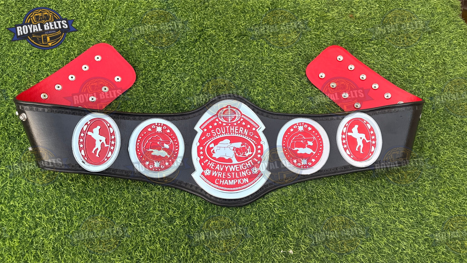 NWA SOUTHERN Heavyweight Title Belt layered metal plates with polished chrome finish 