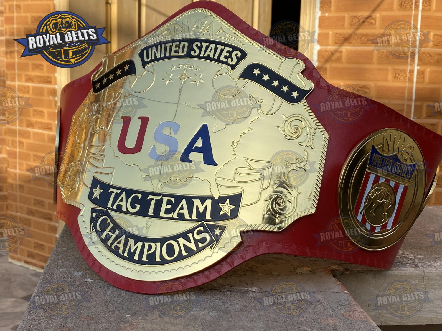 NWA USA Tag Team Wrestling Chmapionship Title Belt Brass Plated