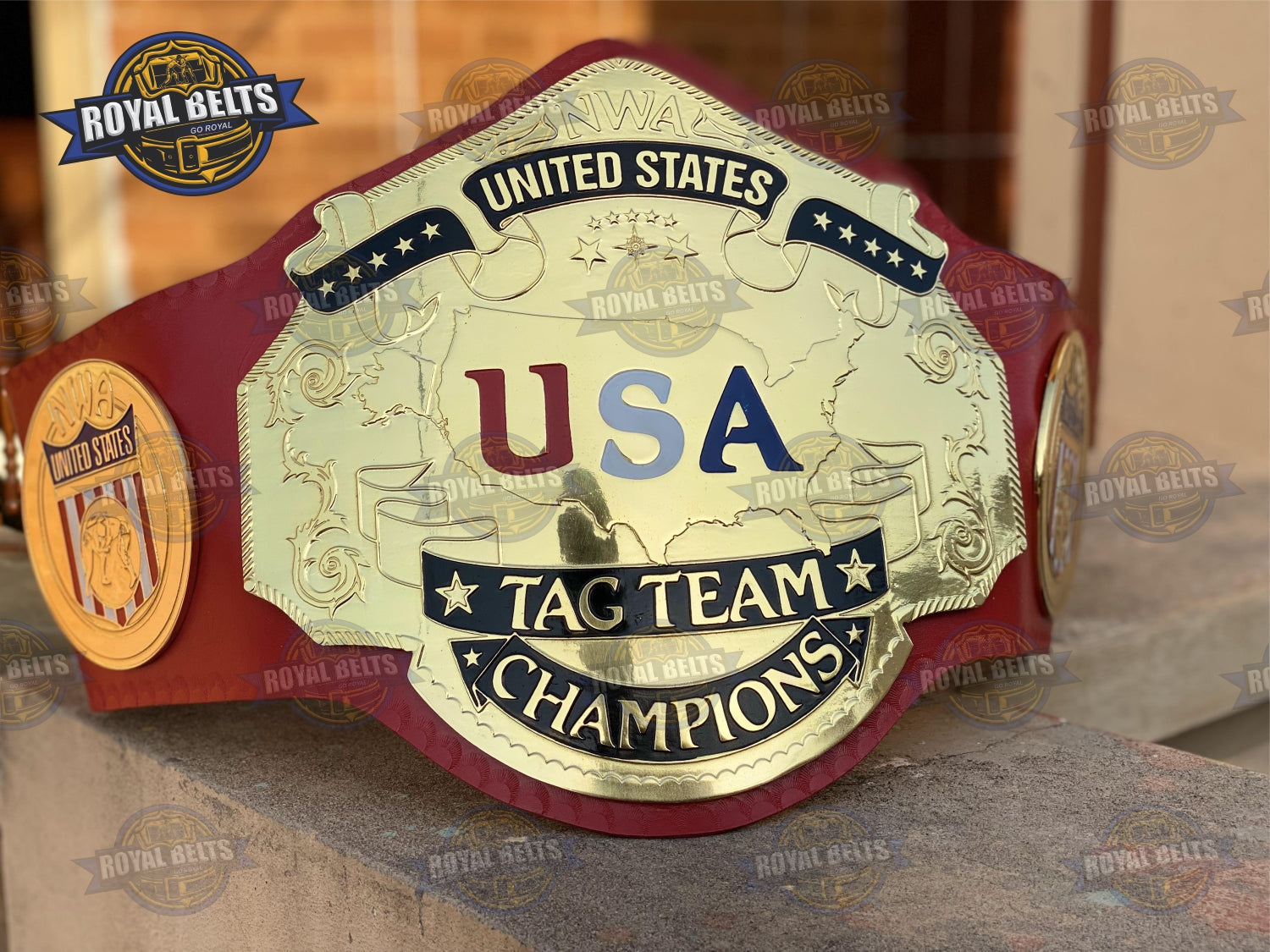 NWA USA Tag Team Wrestling Chmapionship Title Belt Brass Plated