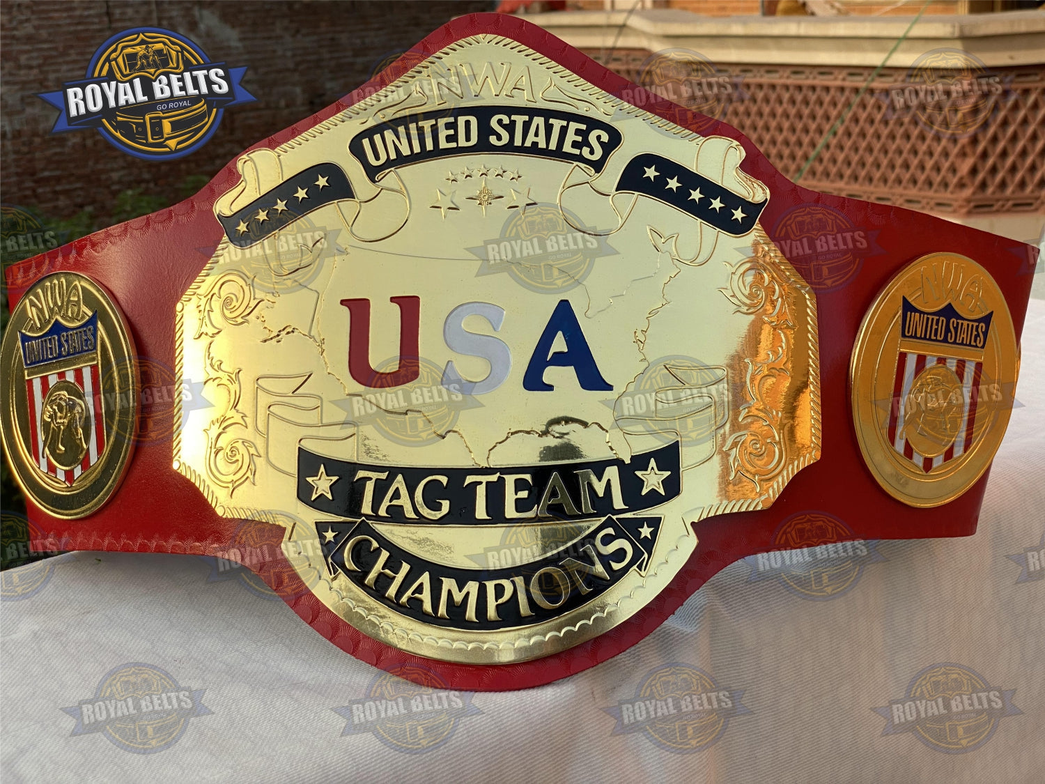 NWA USA Tag Team Wrestling Chmapionship Title Belt Brass Plated