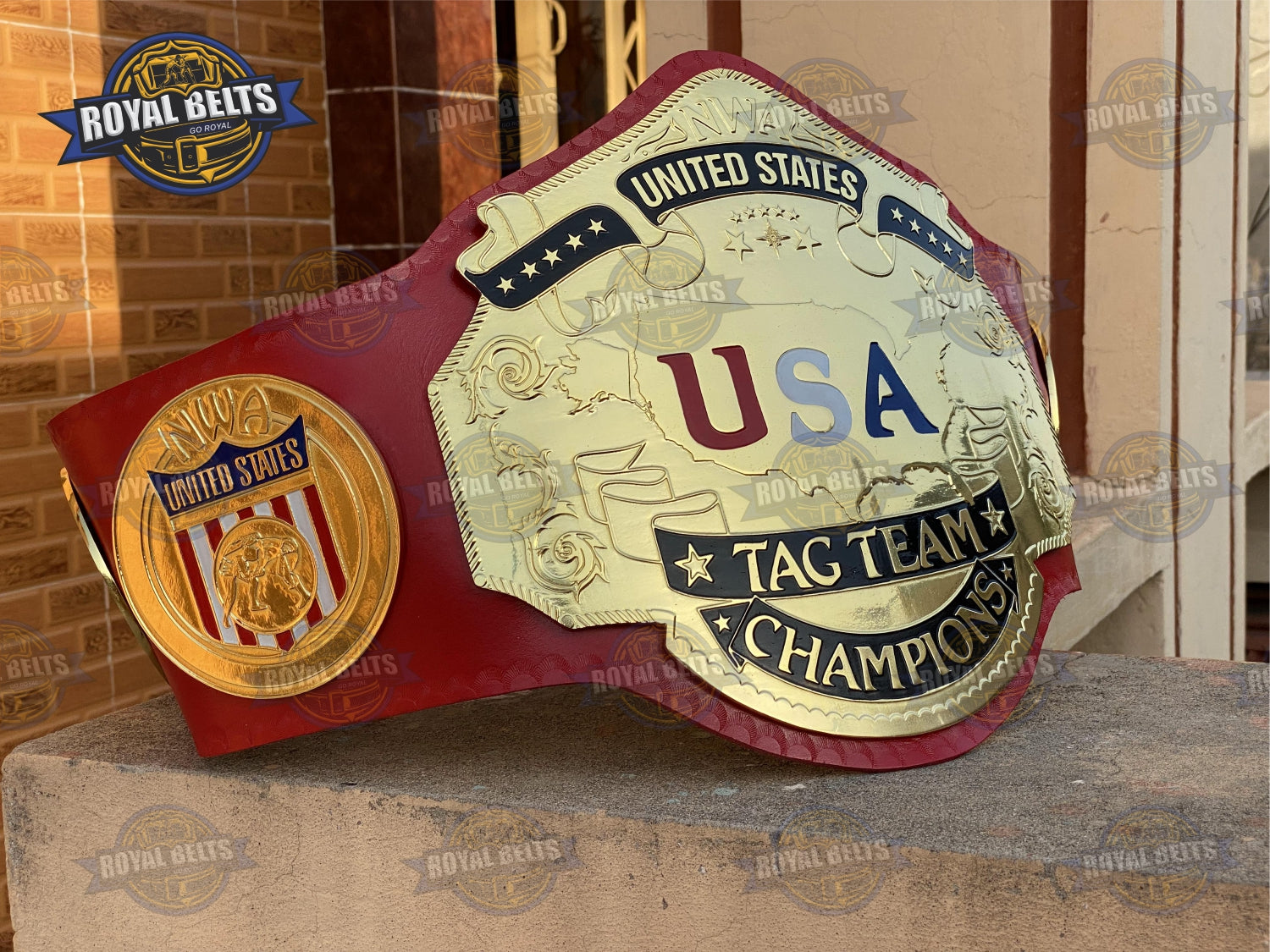 NWA USA Tag Team Wrestling Chmapionship Title Belt Brass Plated