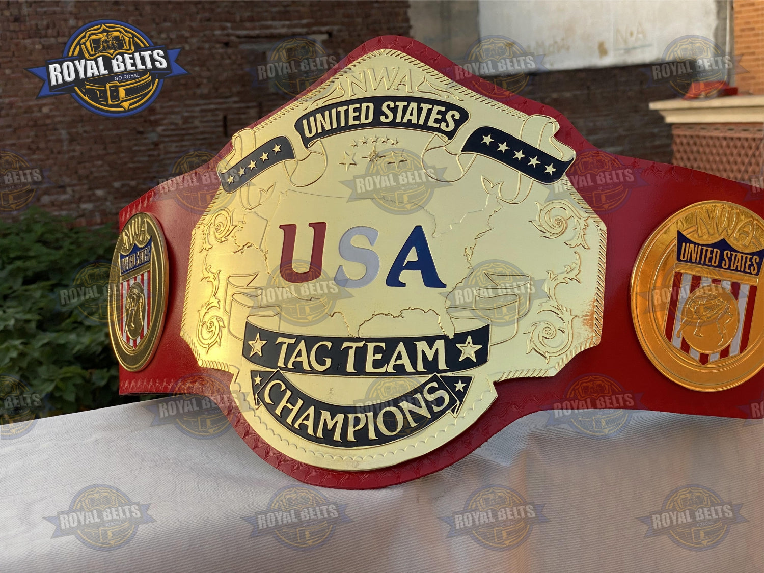 NWA USA Tag Team Wrestling Chmapionship Title Belt Brass Plated