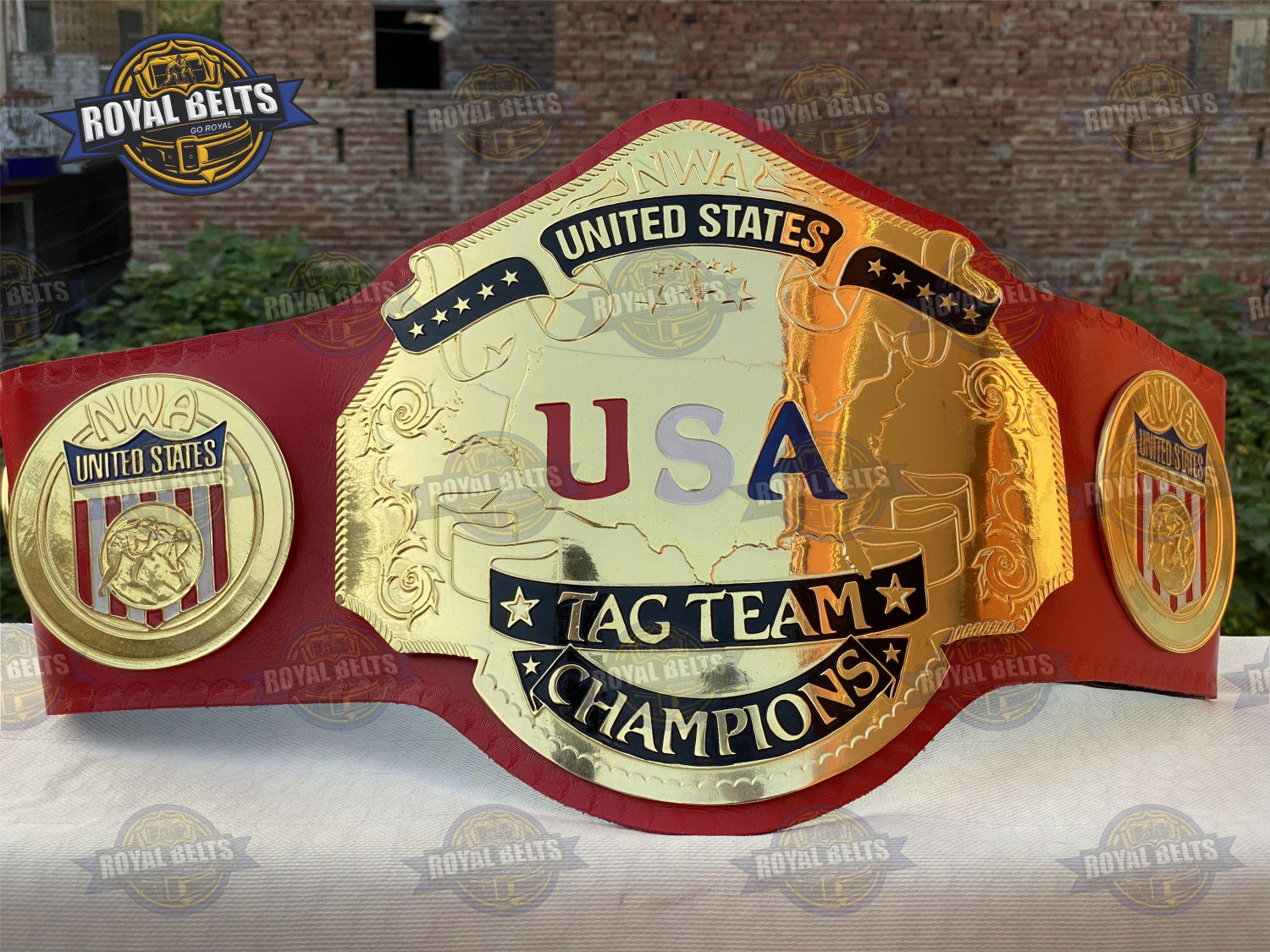 NWA USA Tag Team Wrestling Chmapionship Title Belt Brass Plated