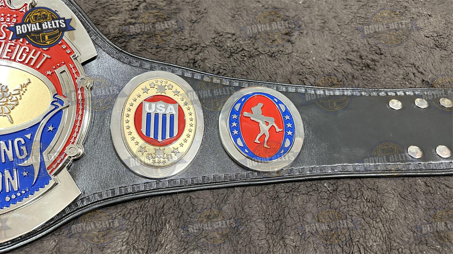 US Heavyweight Wrestling Title Belt classic heavyweight belt design with mirrored nickel plates