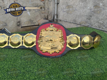 NWA United National Old Unique Championship Title Belt HD CNC raised lettering on smooth cowhide leather strap Made by Royal Belts