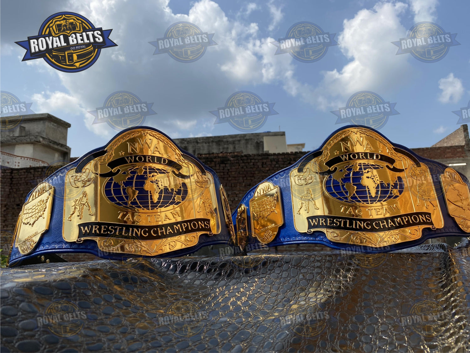 NWA World Tag Team Championship Title Belt HD CNC clean cut metal with high gloss finish