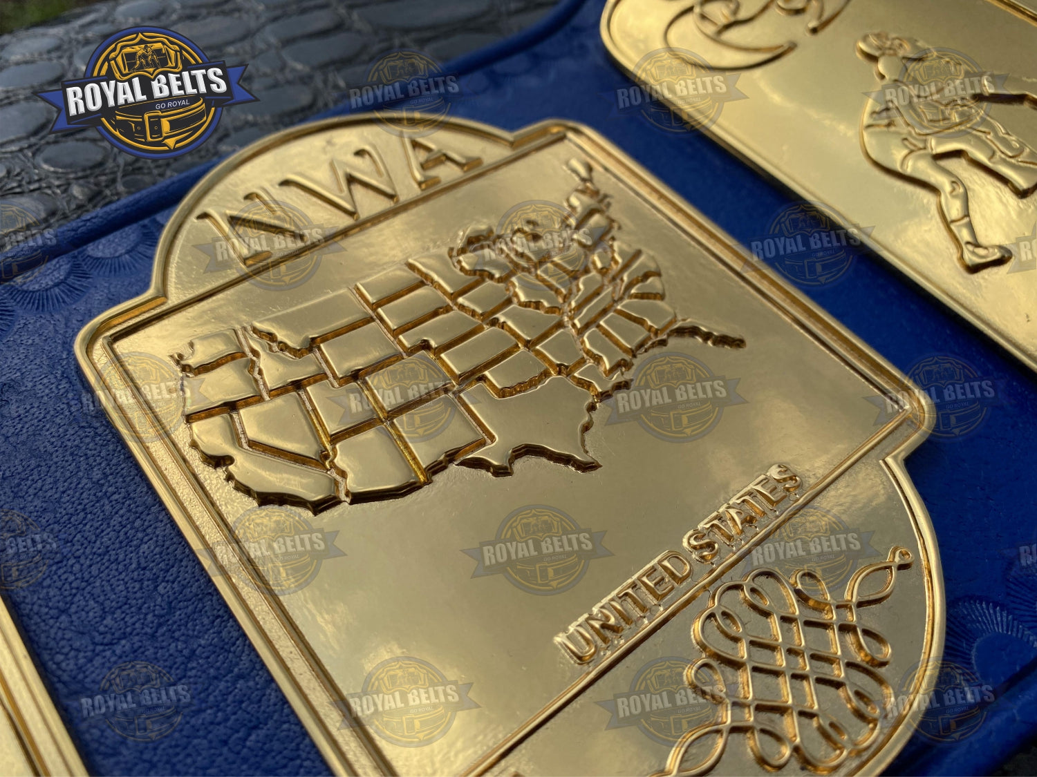 NWA Tag Team Wrestling Title Belt HD CNC sharp contour cuts with mirror polished metal