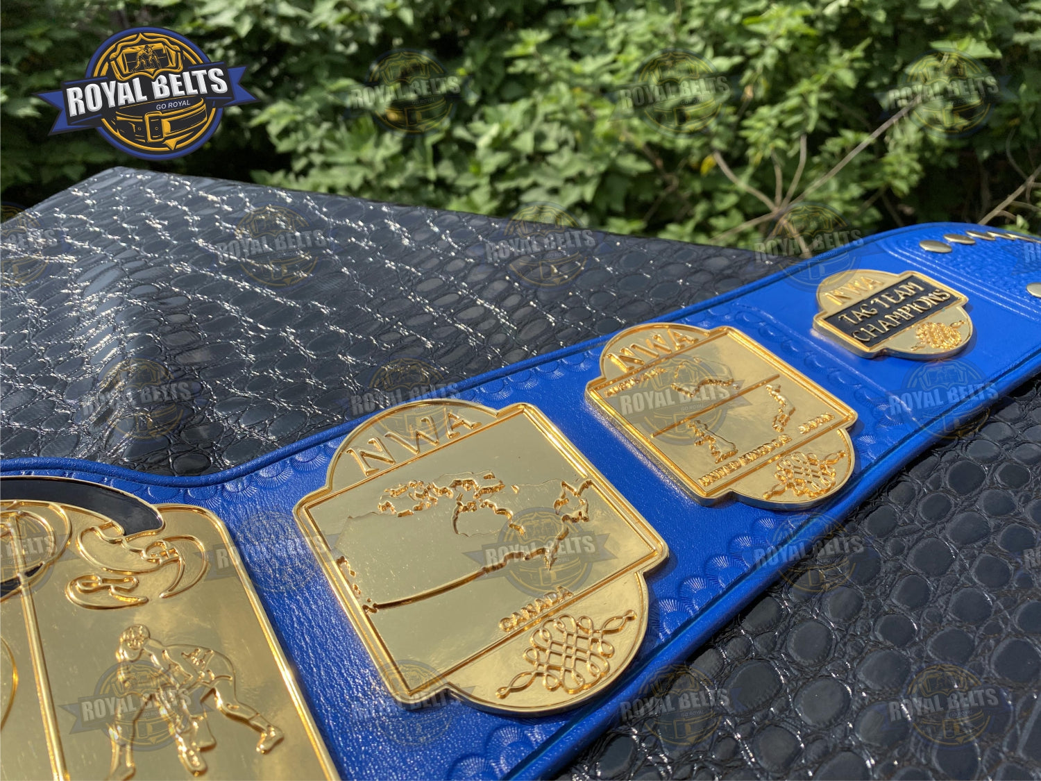 NWA World Tag Team Championship Belt HD CNC high definition metalwork and snap closure