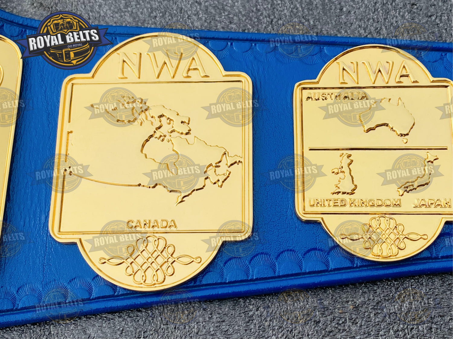 NWA Tag Team Wrestling Title Belt HD CNC sharp engraving lines and premium leather strap