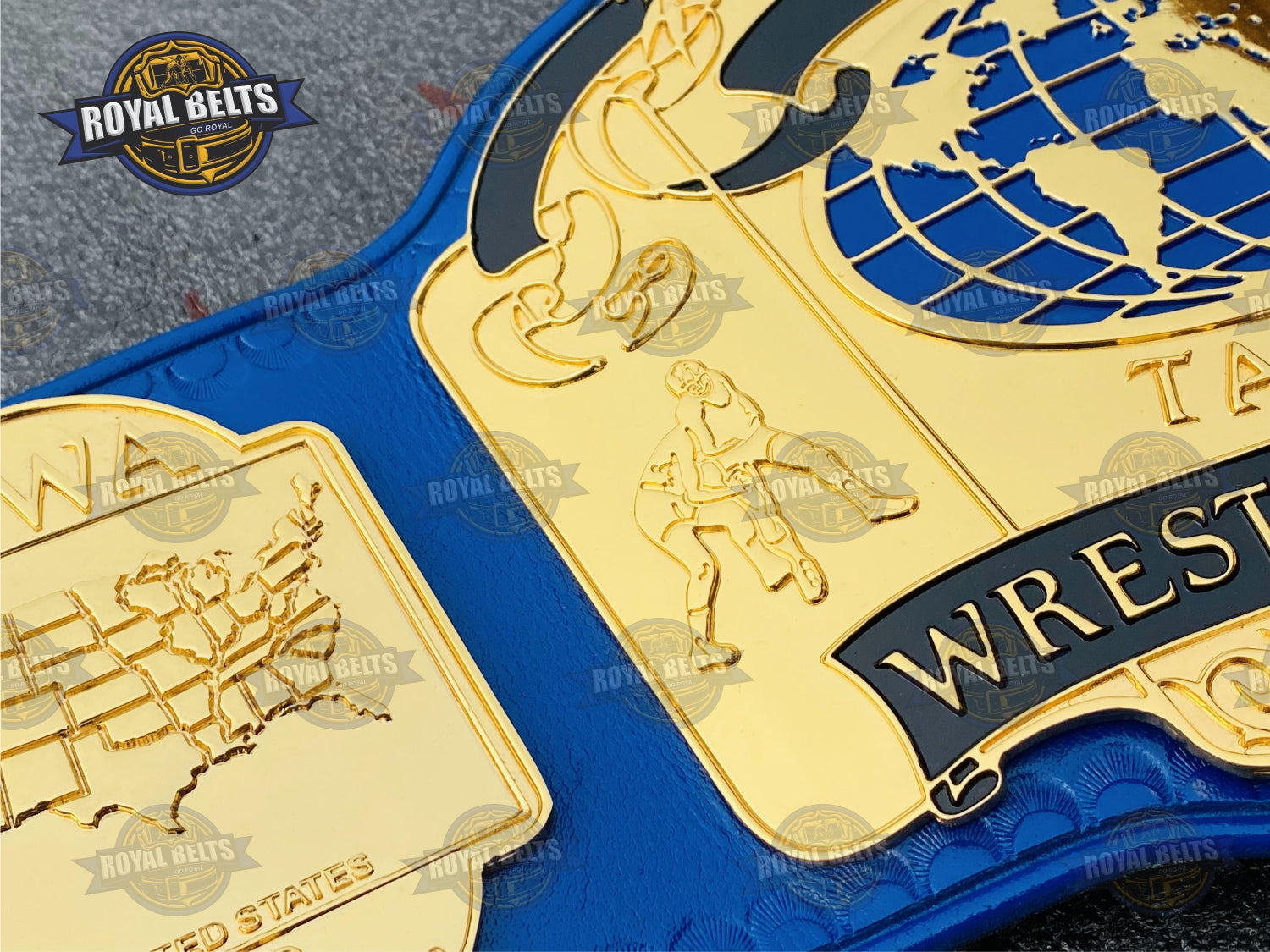 NWA World Tag Team Belt HD CNC polished metal plates with smooth beveled borders