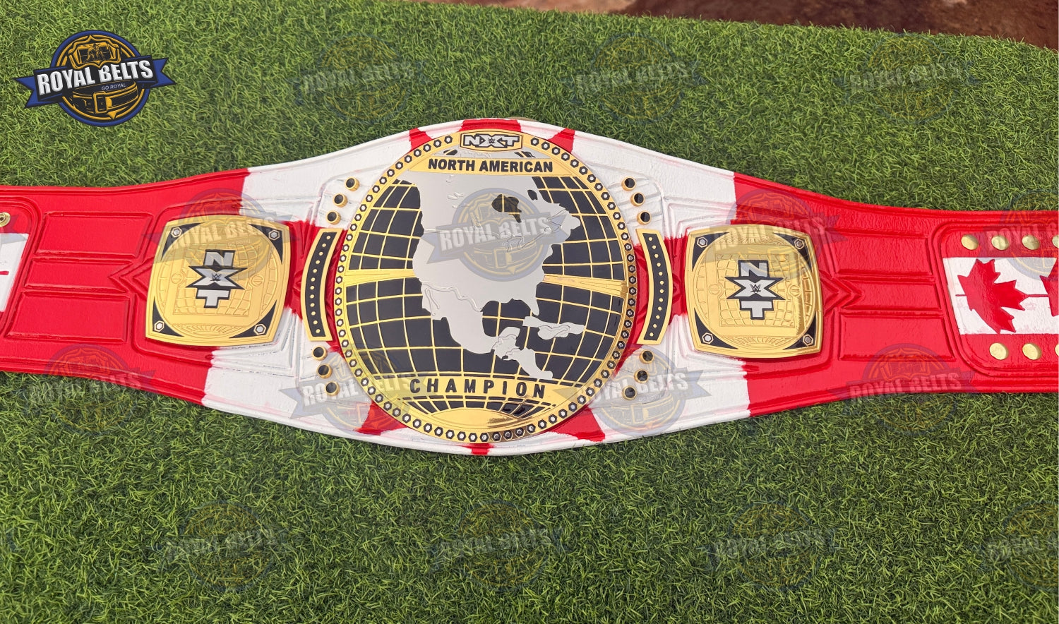 NXT North American Ethan Page Title belt with raised lettering and smooth leather backing Designed by Royal Belts