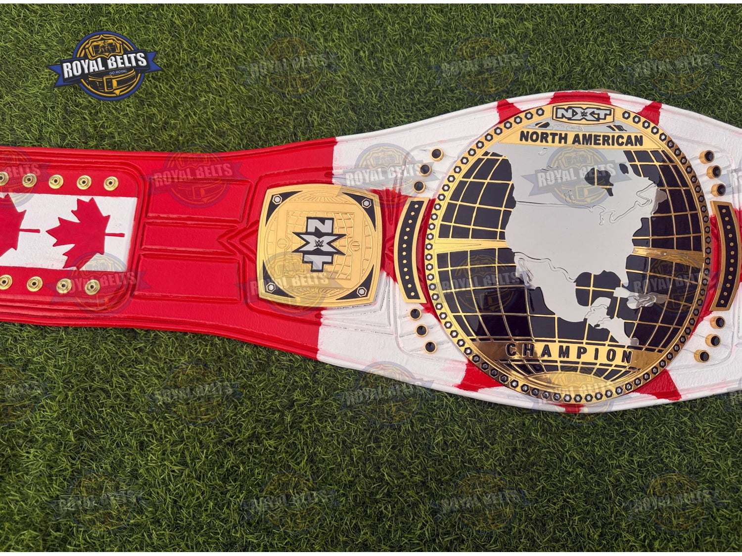 NXT North American Ethan Page Championship title belt showcasing bold logo plates and real leather strap 
