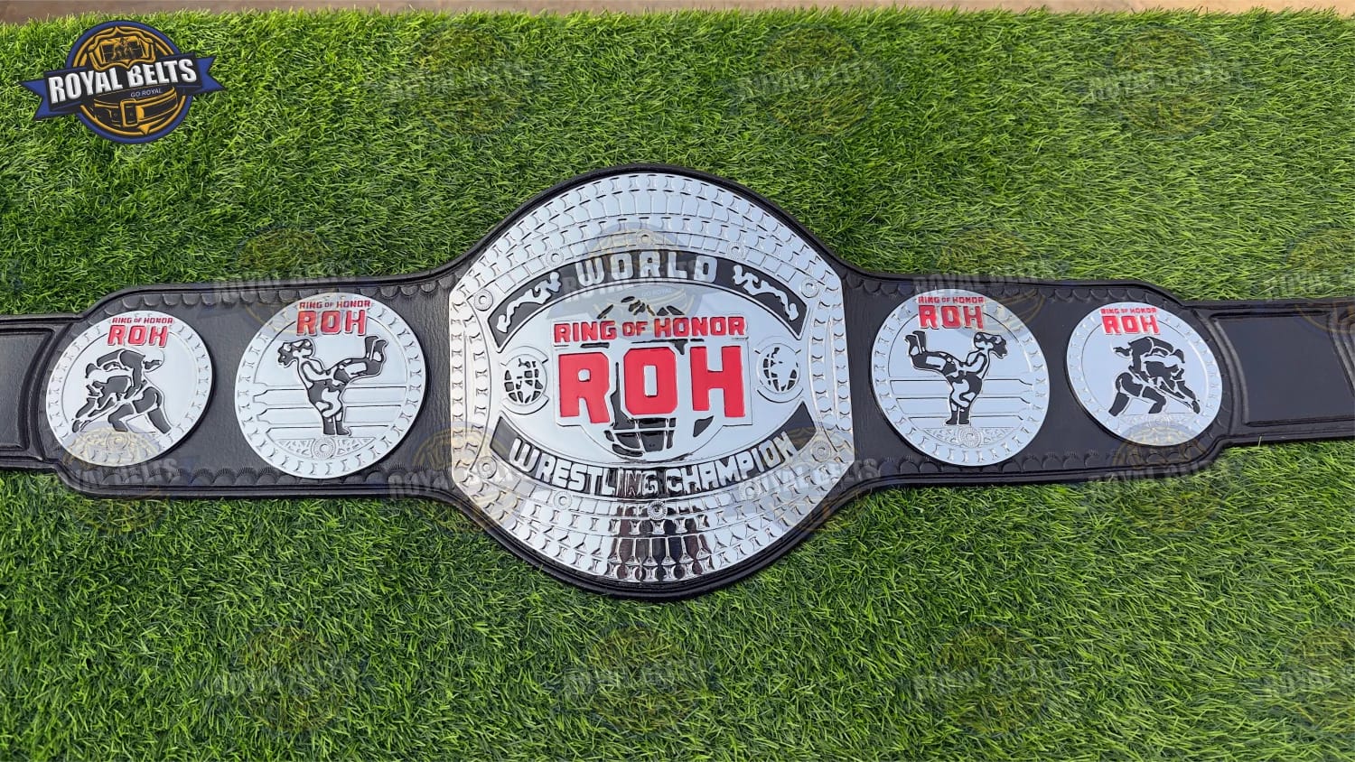 New ROH World Heavyweight Wrestling Championship Title Belt with detailed chrome plates Manufacture by Royal Belts 