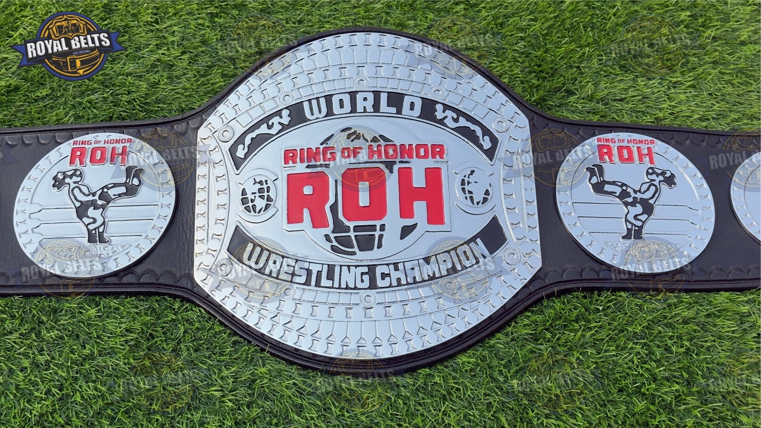 New ROH World Heavyweight wrestling belt featuring engraved center plate Crafted by Royal Belts 
