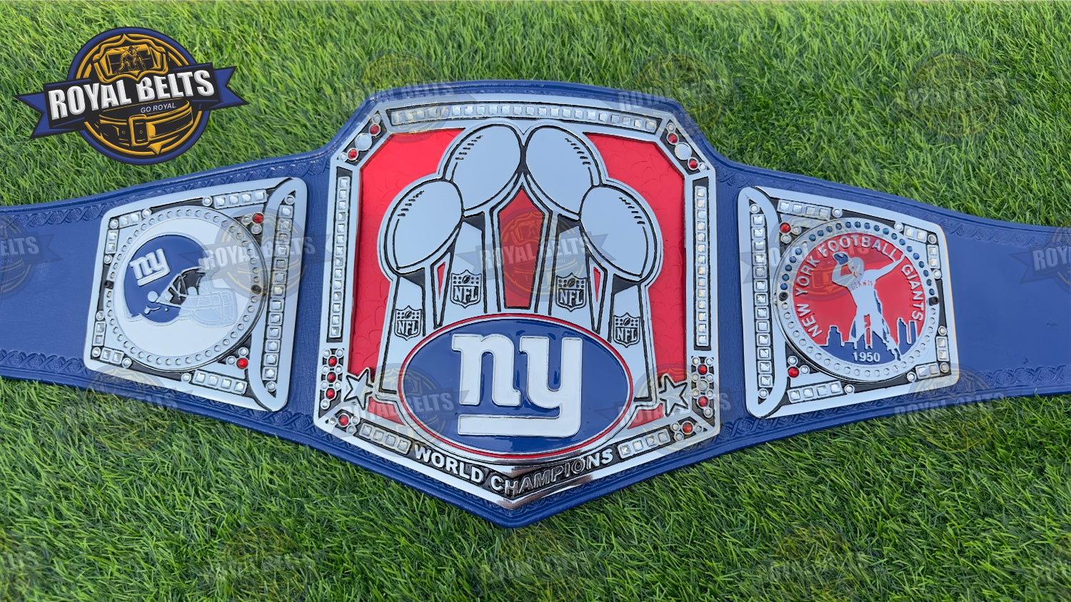 New York Football Giants Superbowl Championship Title Belt Stacked Plated