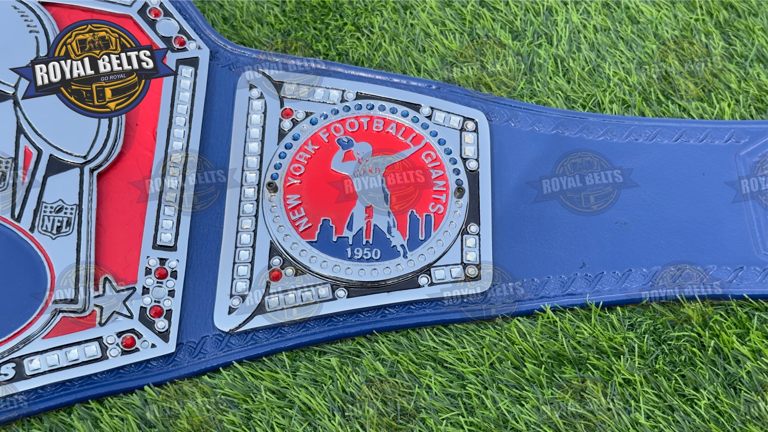 New York Football Giants Superbowl Championship Title Belt Stacked Plated