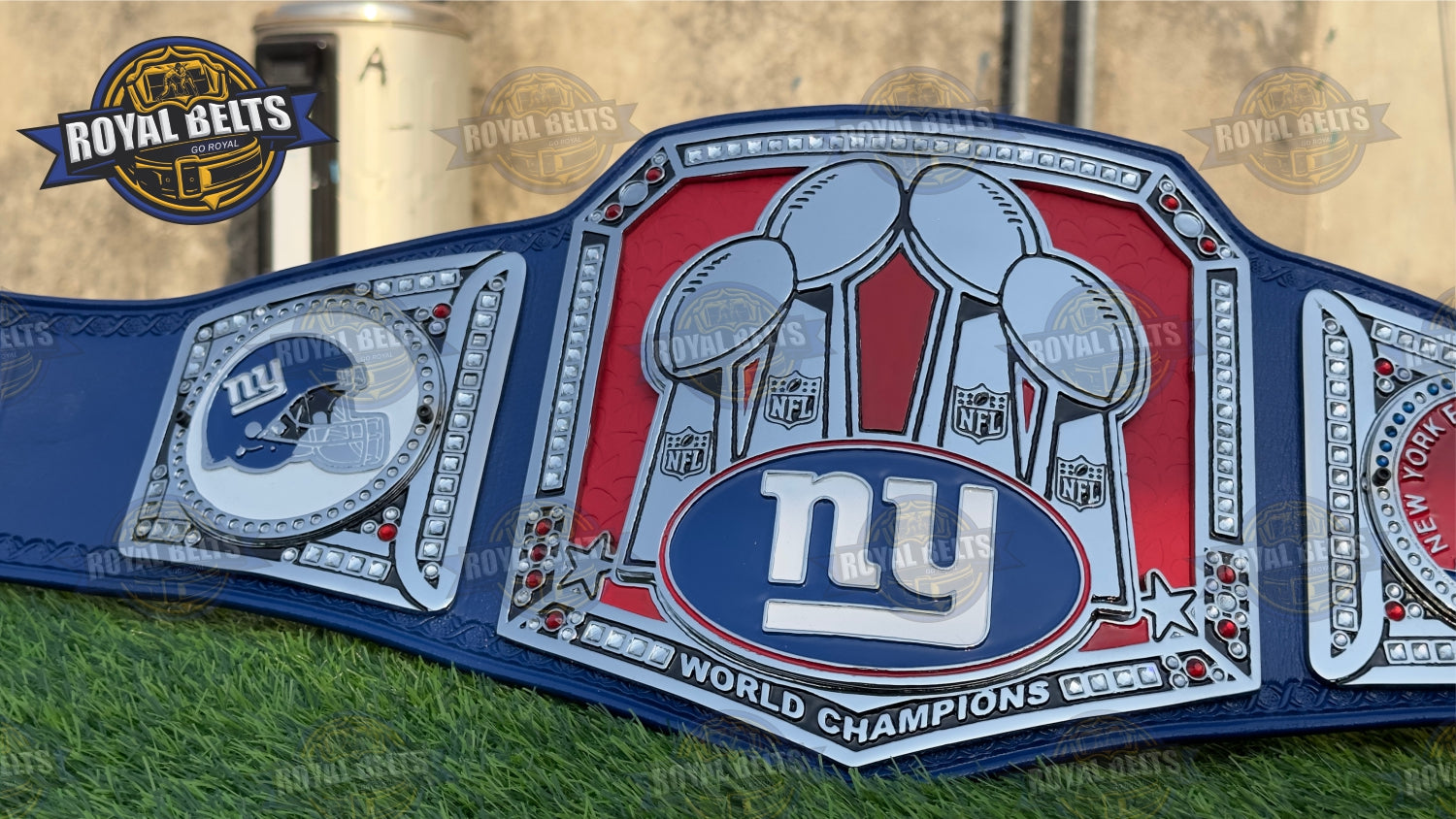 New York Football Giants Superbowl Championship Title Belt Stacked Plated