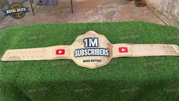 One Million Custom Wrestling Title Belt HD CNC featuring deep etched center plate and premium leather backing Crafted by Royal Belts