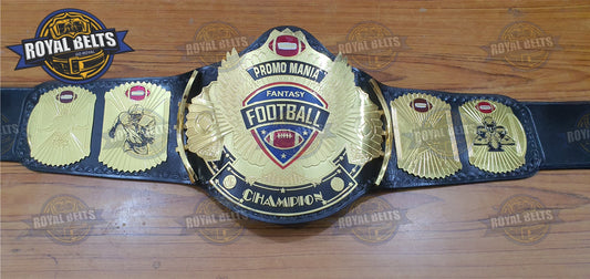 FFL Custom Football Championship Belt raised 3D emblem, layered side plates, stitched premium leather Crafted by Royal Belts