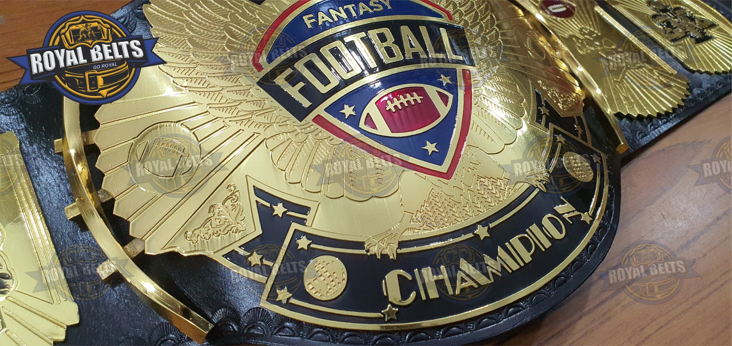 PROMO MANIA FFL Title Belt layered 3D center, mirrored side panels, adjustable snap strap