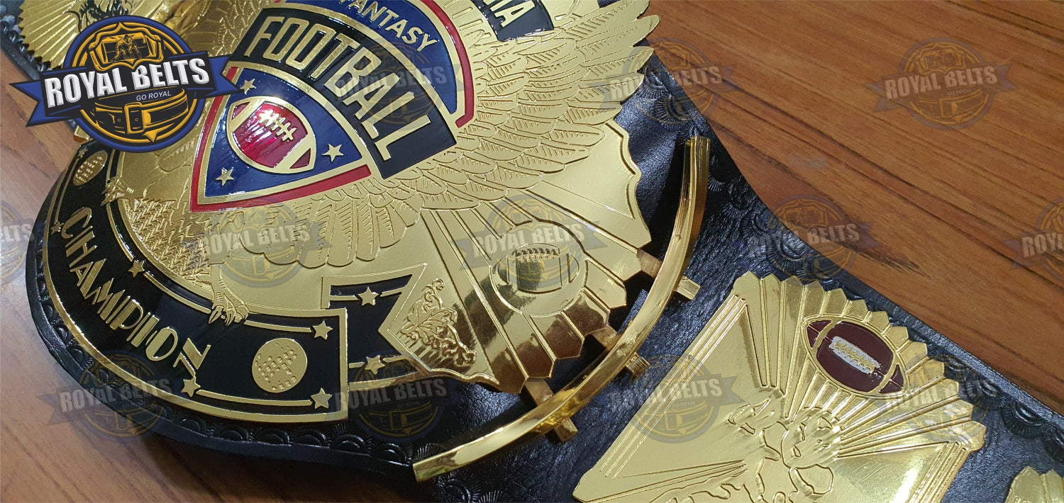 FFL Custom Championship Belt stacked plated center, beveled edges, bold embossed letters