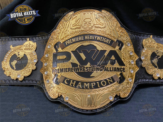 PWA Custom Wrestling Championship Belt with HD CNC engraved plates, precision cuts, adjustable leather strap Crafted by Royal Belts