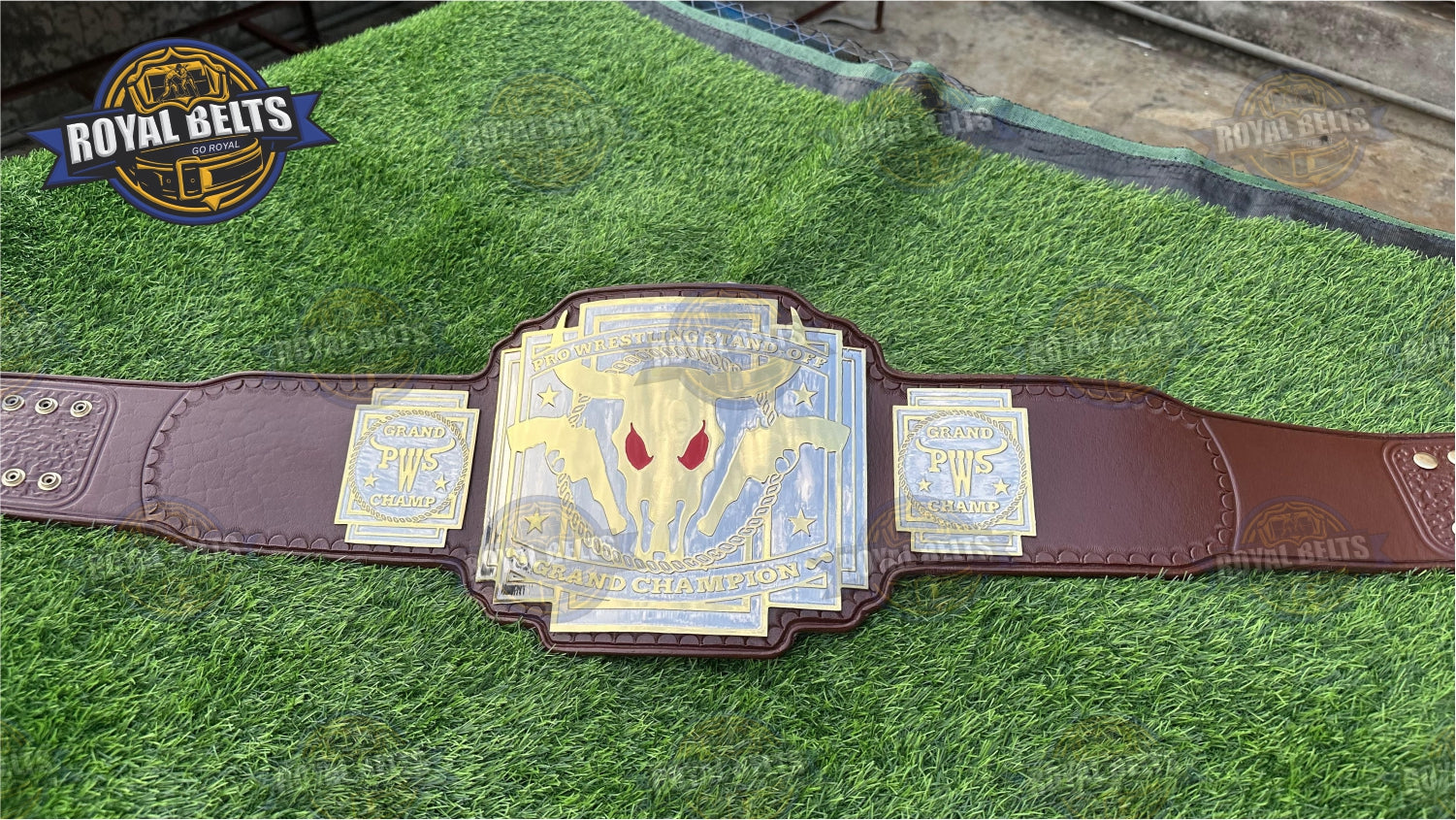 PWS Grand Champions Title Belt custom  wrestling belt adult size Made by Royal Belts