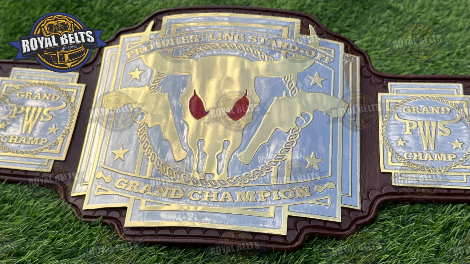 PWS Grand Champions Title Belt premium brass plated wrestling title belt