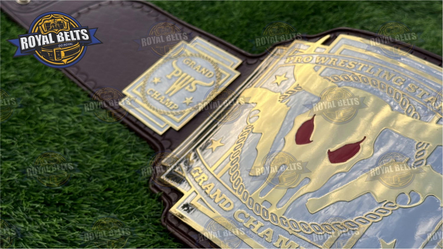 PWS Grand Champions Title Belt heavyweight style brass plated 