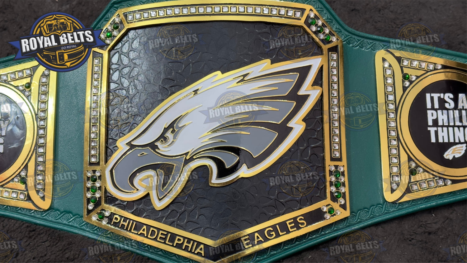 Philadelphia Eagles Championship Title Belt, high relief engraving, premium replica construction