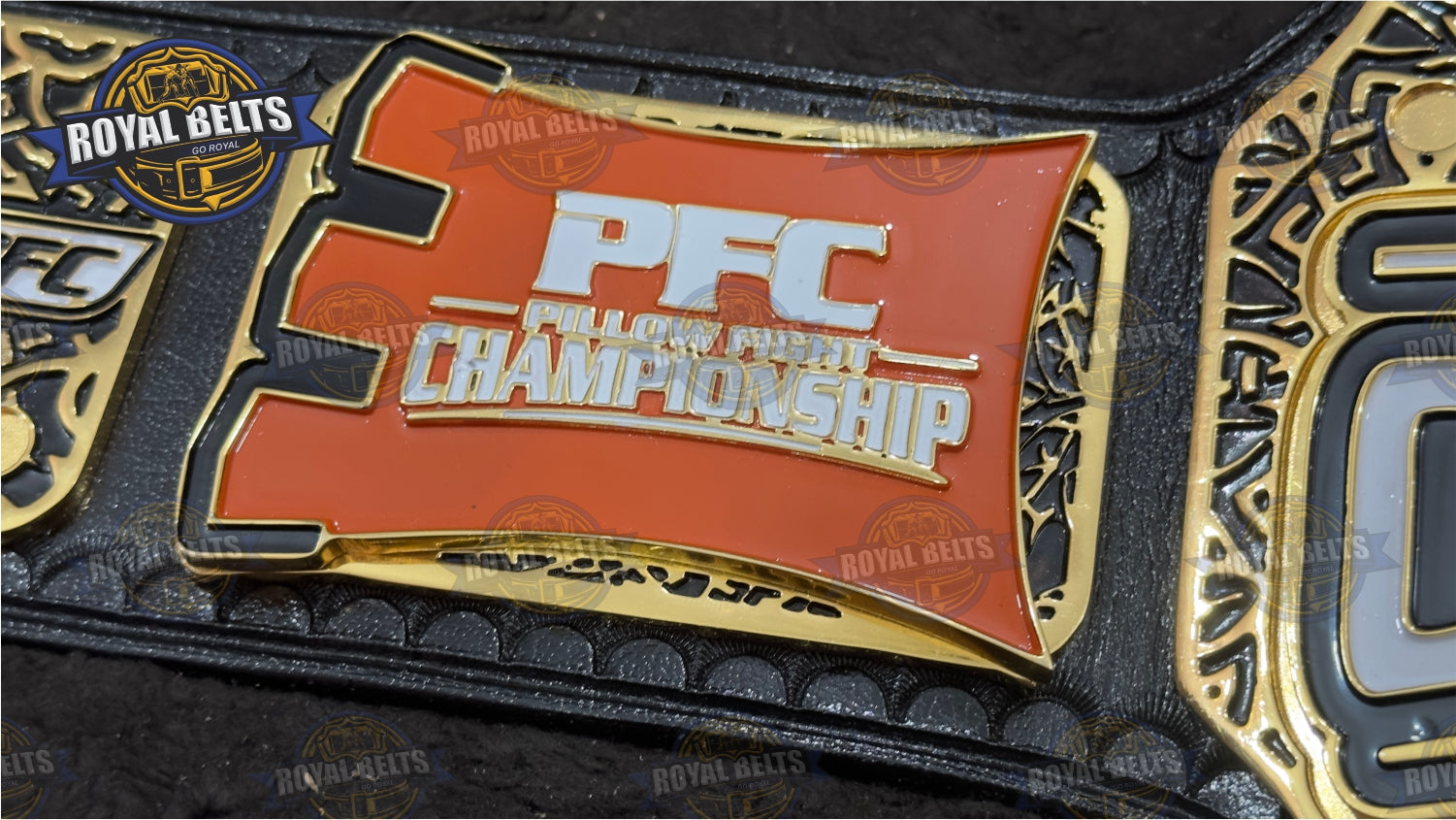 Pillow Fight Title 24K gold stacked metal plates belt