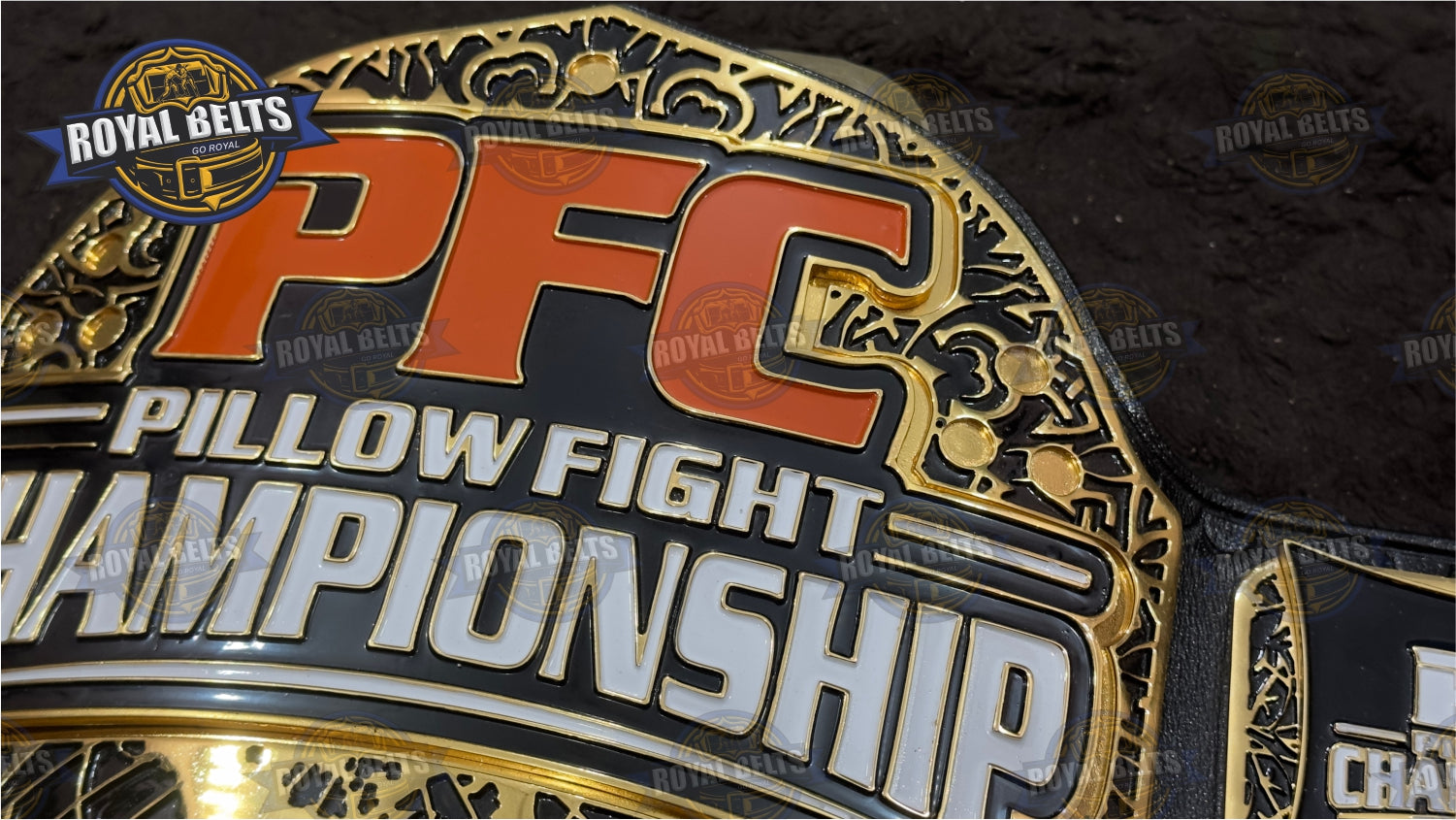 Pillow Fight Title Belt 24K gold stacked plated heavyweight belt Designed by Royal Belts