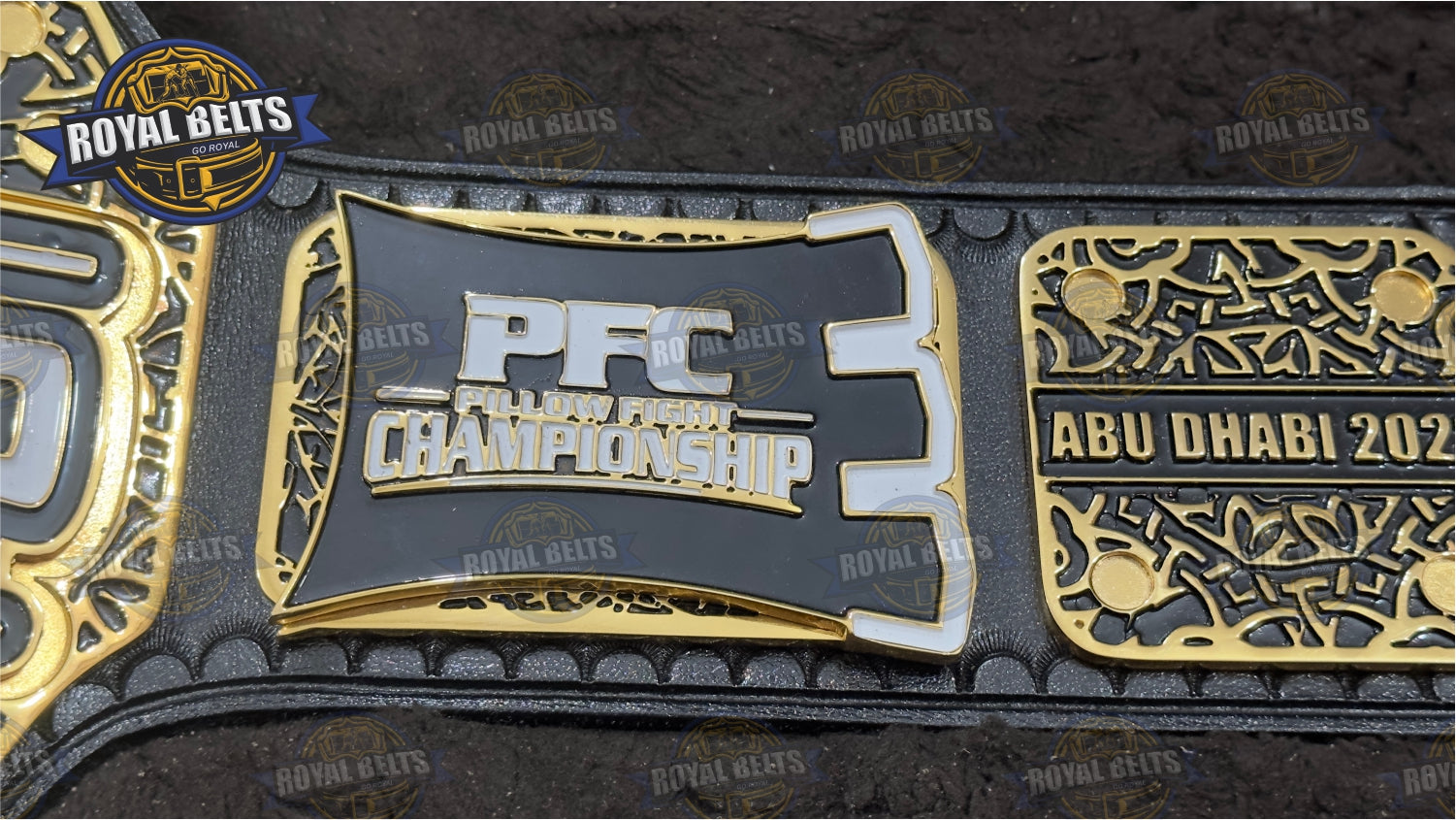 Pillow Fight Title Belt adult size 24K gold heavyweight replica belt